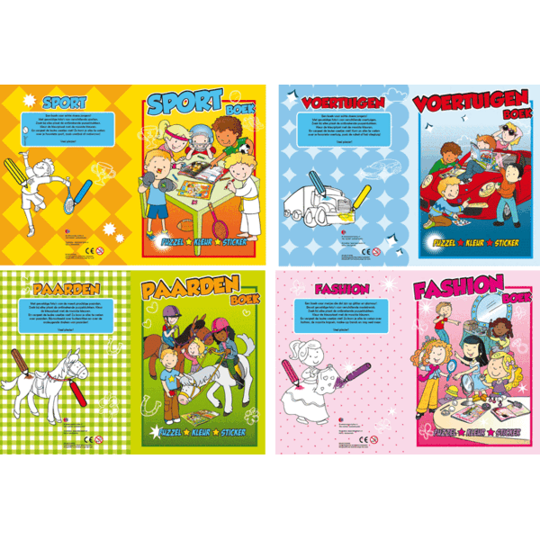Kleurboek met stickers, 16 pagina's - assorti