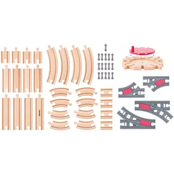 Woody Treinbaan uitbreiding rails - 50 delig