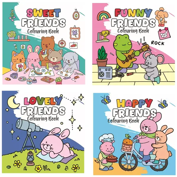 Rebo Cozy kleurboek Happy Friends serie 1, 4 soorten - per stuk
