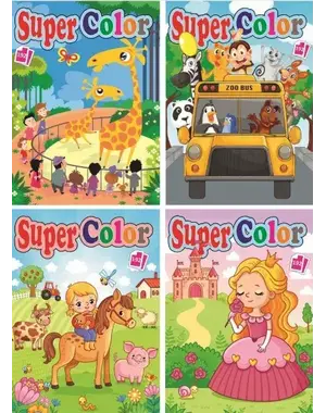  Kleurboek Super Color, 192 pagina's - 4 soorten