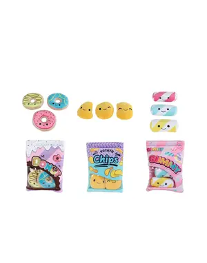  Fluffy menu snack zakjes, pluche, 21 cm, div. kleuren