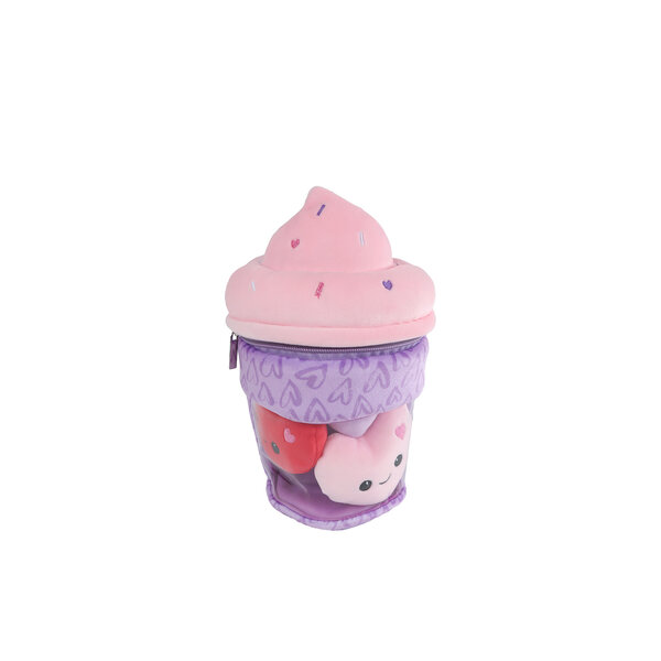 Fluffy menu pluche ijsje met 3 hartjes - 26 cm