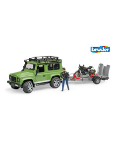 Bruder 2598 - Land Rover Defender met aanhanger en Ducati motor en berijder