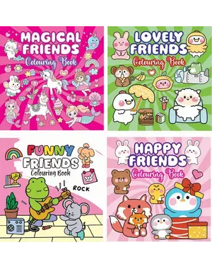  Cozy kleurboek Happy Friends  serie 2, 4 soorten - per stuk