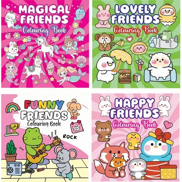 Cozy kleurboek Happy Friends  serie 2, 4 soorten - per stuk