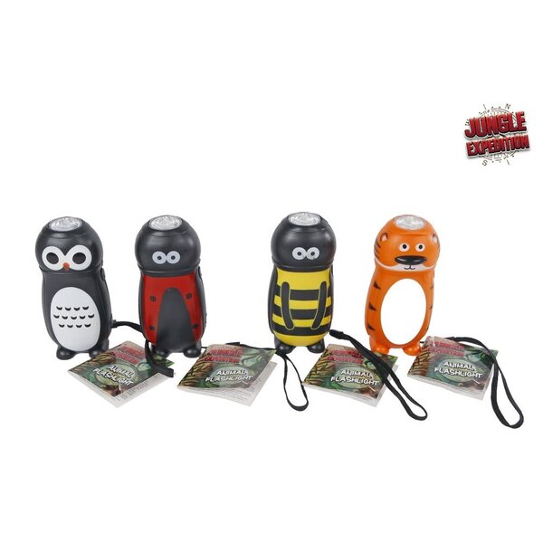 Zaklamp knijpkat jungle dieren, 11,5 cm.