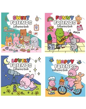 Rebo Cozy kleurboek Happy Friends serie 1, 4 soorten - per stuk
