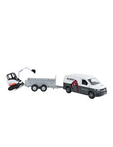 Kids Globe VW Transporter met Minigraver op aanhanger - met pull back functie