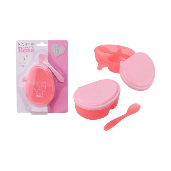 JohnToy Lunchtrommel met lepeltje - Baby Rose