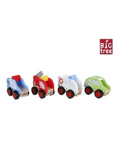  Big Tree Houten auto - 4 assortie - 12,5 cm