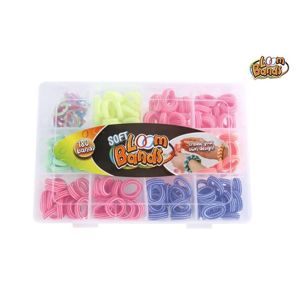 Loom bandjes soft, 180 stuks met 15 clips
