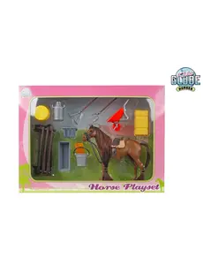 Kids Globe Speelset paard 13 cm, met accessoires