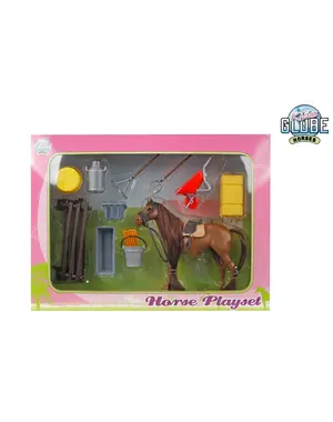 Kids Globe Speelset paard 13 cm, met accessoires