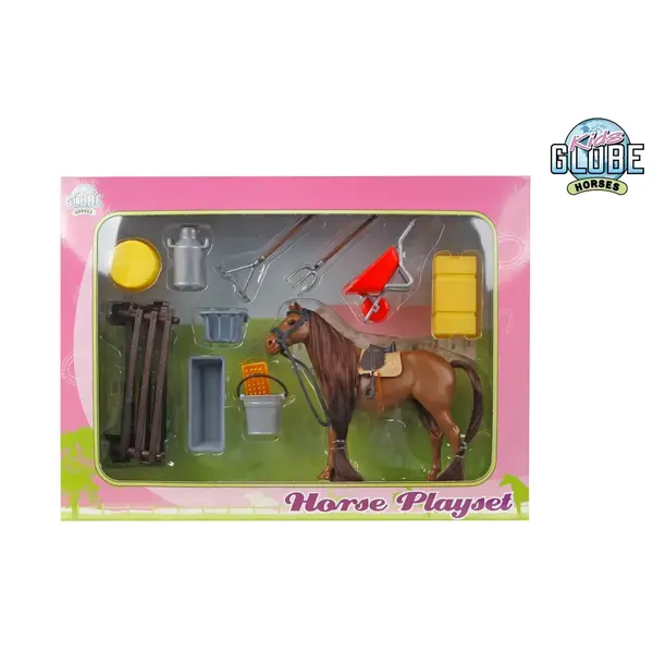 Kids Globe Speelset paard 13 cm, met accessoires