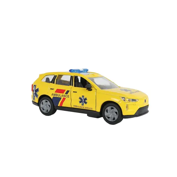 Kids Globe Ambulance Volvo EX90 die cast met licht en geluid - pull back 13,5cm