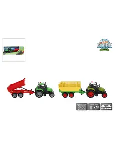 Kids Globe Tractor met aanhanger - met licht en geluid  25 cm - 2 modellen