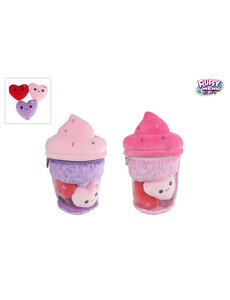  Fluffy menu pluche ijsje met 3 hartjes - 26 cm