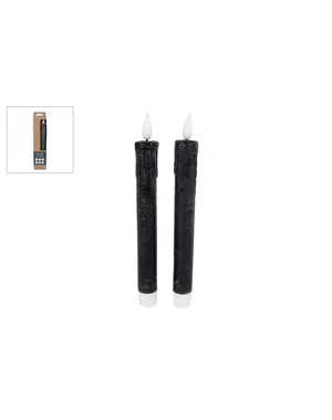  Kaars LED "Tearful" R/C zwart, set 2 stuks - 2xAAAex/1xC2032in