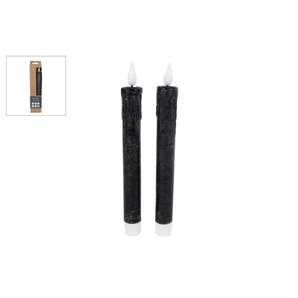 Kaars LED "Tearful" R/C zwart, set 2 stuks - 2xAAAex/1xC2032in