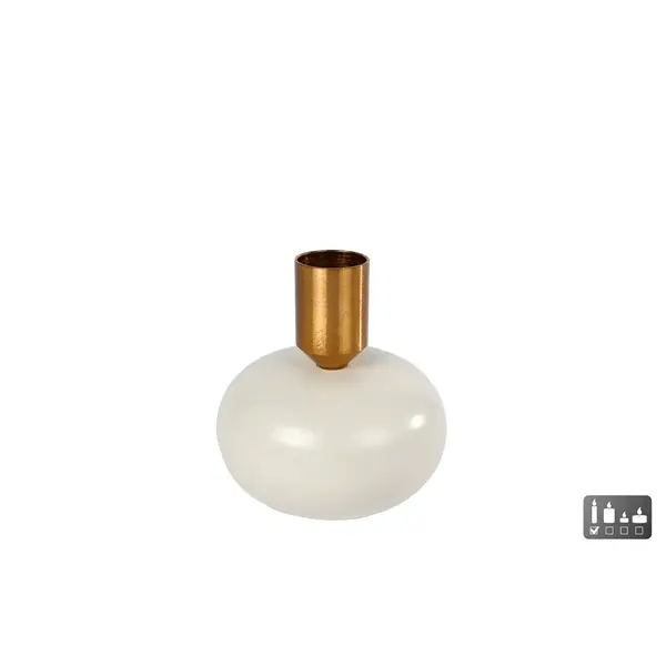 Kandelaar "Maya" bol S creme/goud metaal - 8x8x8,5cm