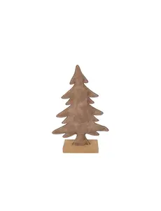  Sculptuur "Pine Tree" S bruin PU leer/hout - 16x5x24cm