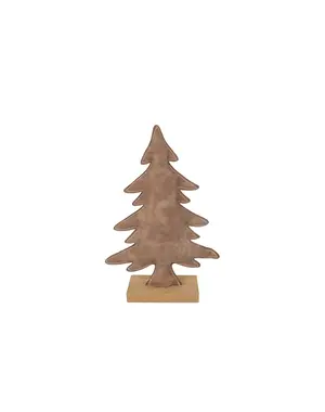  Sculptuur "Pine Tree" S bruin PU leer/hout - 16x5x24cm