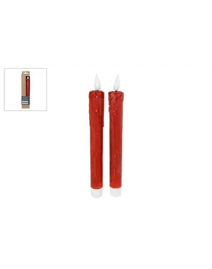  Kaars LED "Tearful" R/C rood set 2 stuks - 2xAAAex/1xC2032in