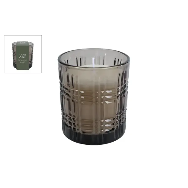Geurkaars "Aroma Art" eucalyptus rose oud groen glas/kaars - 7,5x8x9cm