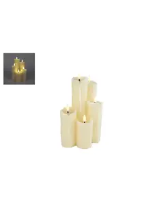 Kaarsenset LED 5 stuks maat S creme wax  - 12,5x12,5x19cm