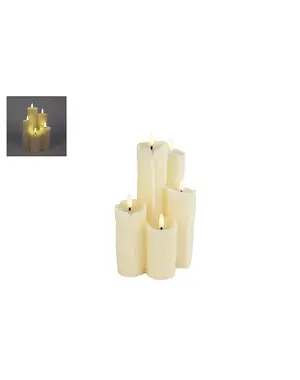  Kaarsenset LED 5 stuks maat S creme wax  - 12,5x12,5x19cm