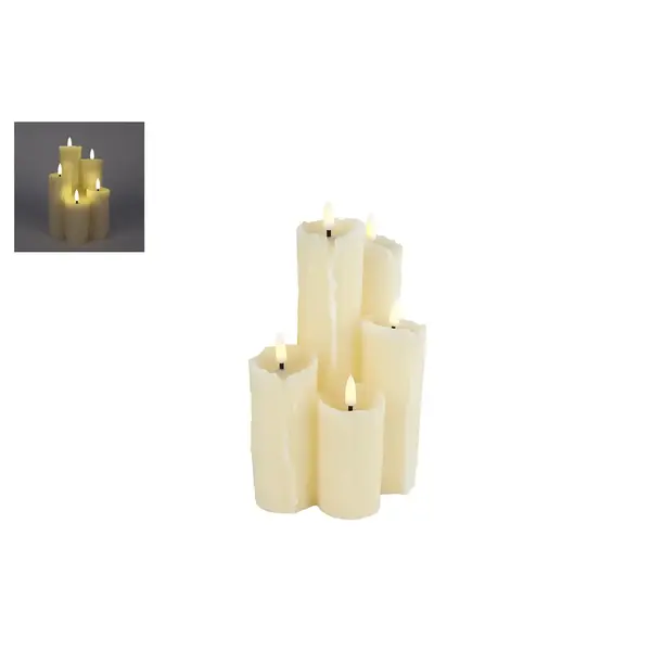 Kaarsenset LED 5 stuks maat S creme wax  - 12,5x12,5x19cm