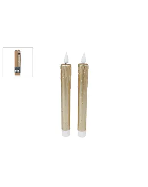  Kaars LED "Tearful" R/C goud set 2 stuks - 2xAAAex/1xC2032in