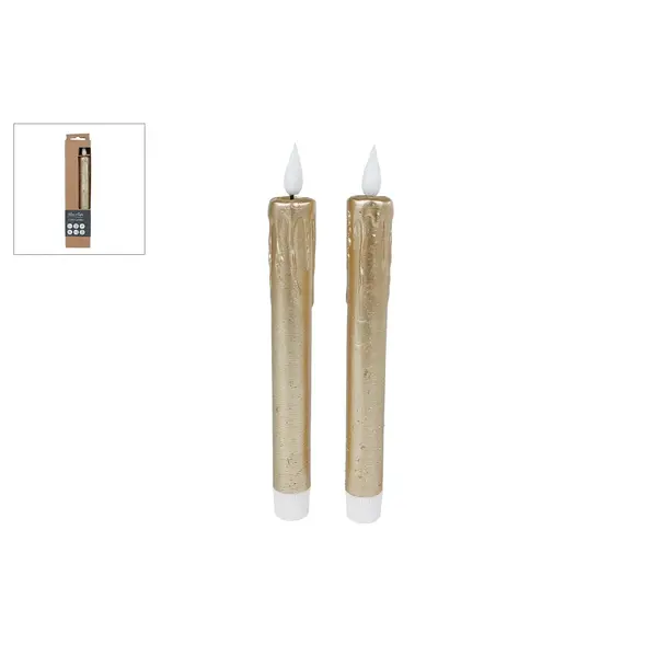 Kaars LED "Tearful" R/C goud set 2 stuks - 2xAAAex/1xC2032in