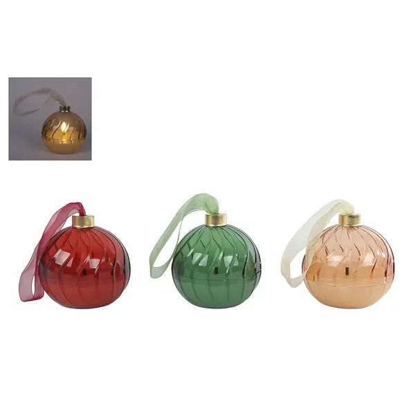 Sfeerverlichting LED "Bal" goud/groen/rood - 3 assortie - kunststof