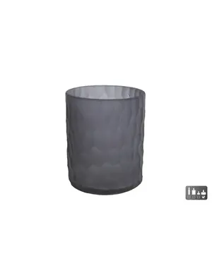  Theelicht "Dex" L mat zwart glas - 9x9x11cm