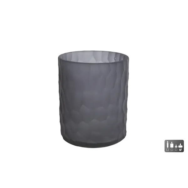 Theelicht "Dex" L mat zwart glas - 9x9x11cm