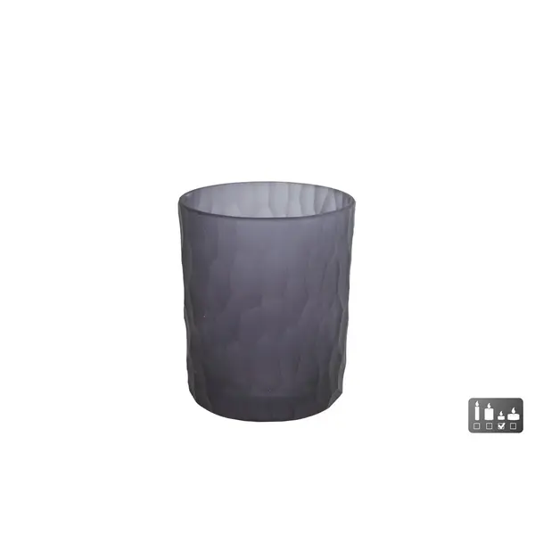 Theelicht "Dex" S mat zwart glas - 7,5x7,5x9cm