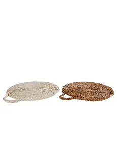  Onderzetter "Marian" L naturel/bruin 2 assortie, rond riet - 40x40x2cm