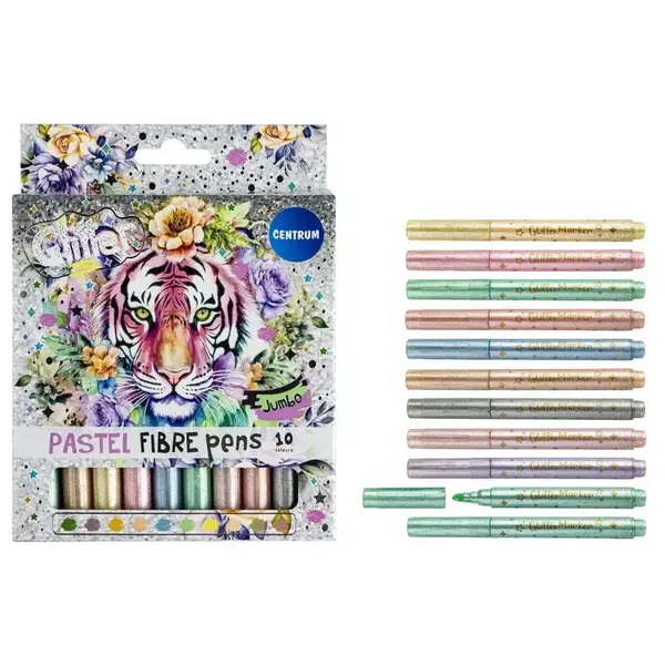 Centrum Viltstiften met glitters in pastelkleuren - 10 stuks