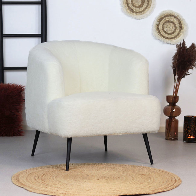 Dimehouse Billy fauteuil industriel teddy blanc extra confort