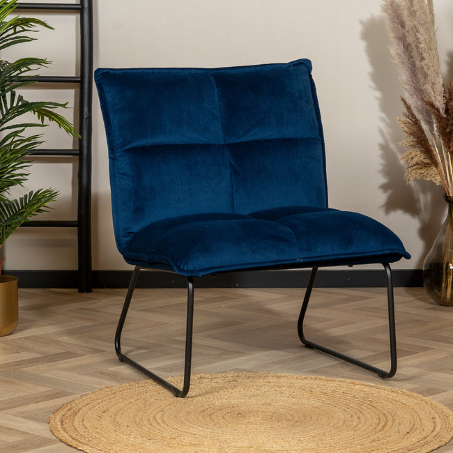 Dimehouse Malaga fauteuil industriel bleu foncé velours