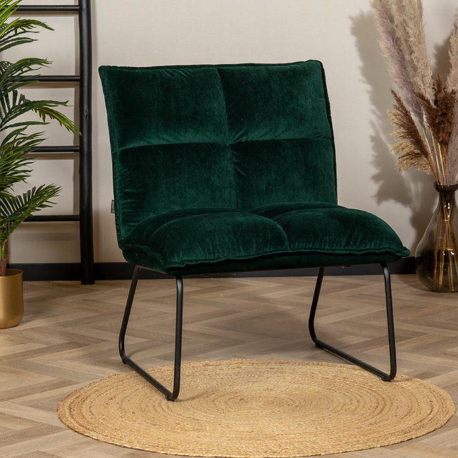 Dimehouse Malaga fauteuil industriel vert foncé velours