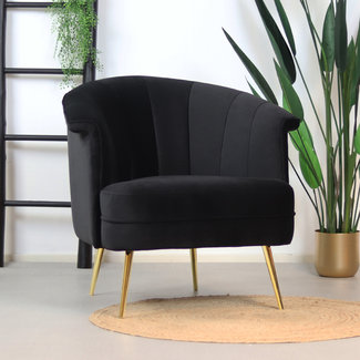 Dimehouse Amy Fauteuil Industriel Noir Velours