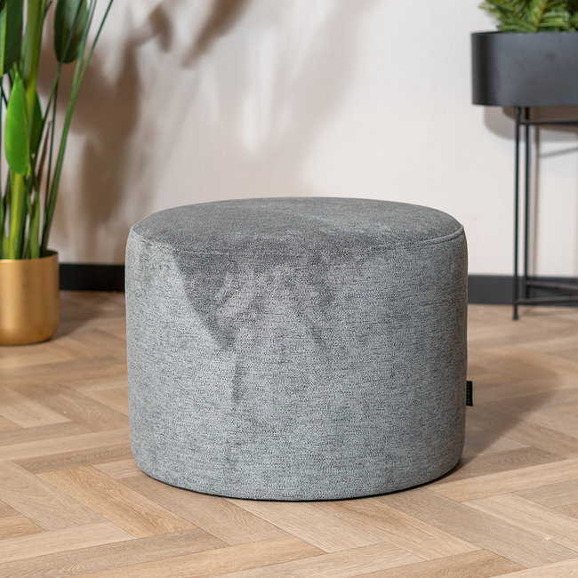 Dimehouse Myles Pouf Industriel Tissu Chiné Anthracite