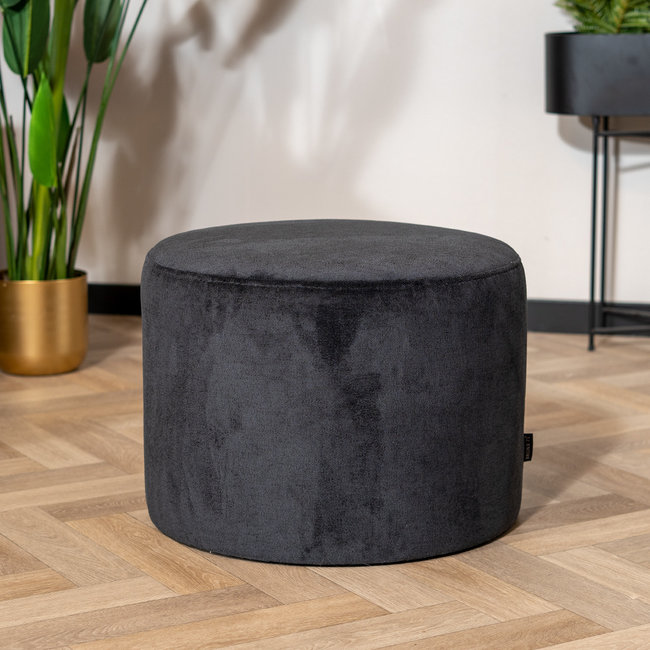 Dimehouse Myles Pouf Industriel Tissu Chiné Noir