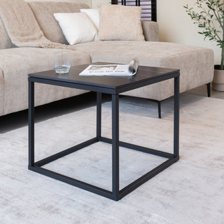 Dimehouse Fien Table d'Appoint Industrielle Look Marbre Noir