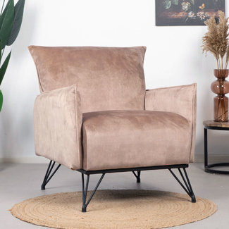 Dimehouse Mika Fauteuil Industriel Taupe Velours