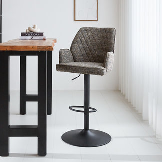 Dimehouse Novan Tabouret De Bar Industriel Chenille Anthracite