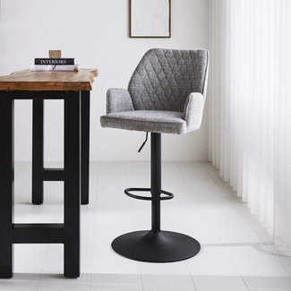 Dimehouse Novan Tabouret De Bar Industriel Chenille Gris