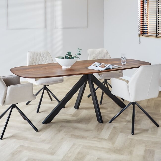 Kansas Table À Manger Industrielle Bois 240cm I Livraison Gratuite -  Dimehouse